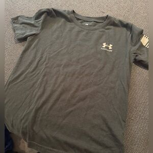An army green under armor t shirt for kids boys